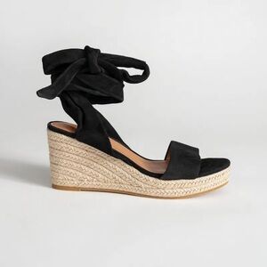 Black Espadrille Wedge Sandals